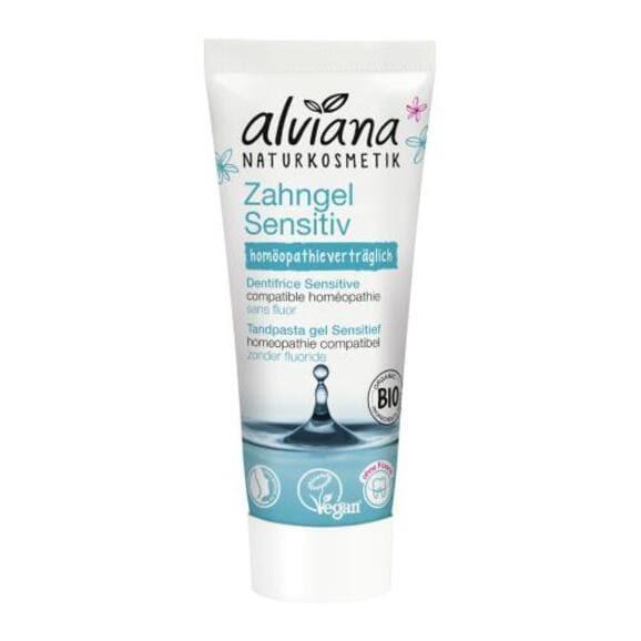 Alviana, delikatny żel z ekstraktem z gardenii do wrażliwych zębów i dziąseł, bez fluoru, 75 ml Alviana, delikatny żel z ekstraktem z gardenii do wrażliwych zębów i dziąseł, bez fluoru, 75 ml - zdjęcie produktu