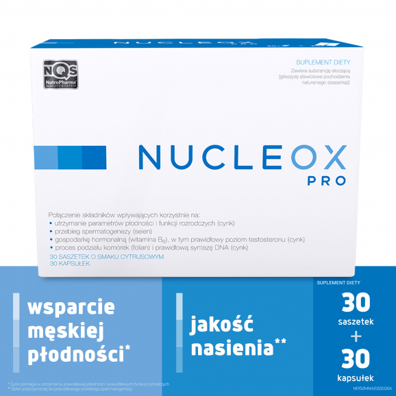 Nucleox Pro, smak cytrusowy, 30 saszetek + 30 kapsułek Nucleox Pro, smak cytrusowy, 30 saszetek + 30 kapsułek - zdjęcie produktu