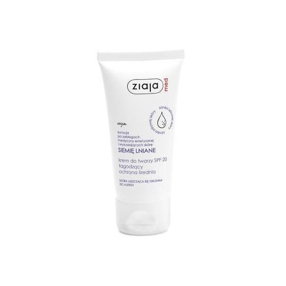 Ziaja Med SIEMIĘ LNIANE, krem do twarzy z filtrem SPF 20 łagodzący, 50 ml Ziaja Med SIEMIĘ LNIANE, krem do twarzy z filtrem SPF 20 łagodzący, 50 ml - zdjęcie produktu