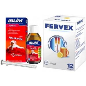 Zestaw Ibum forte, 200 mg/5 ml, zawiesina doustna o smaku malinowym, 100 g + Fervex, granulat w saszetkach do sporządzania rozt - zdjęcie produktu