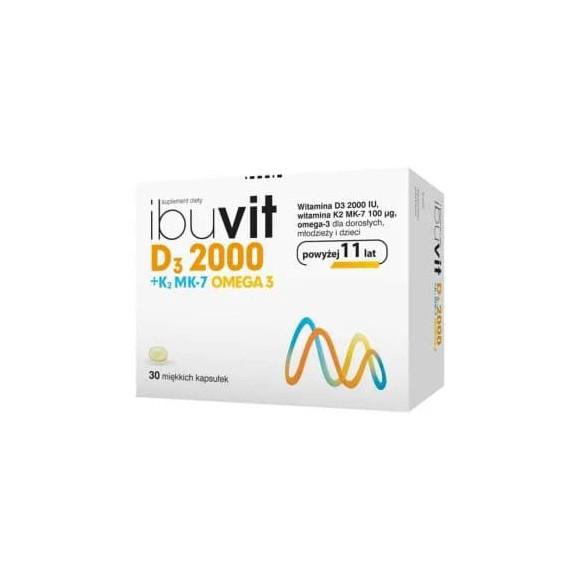 Ibuvit D3 2000 + K2 MK-7 Omega 3, kapsułki, 30 szt. Ibuvit D3 2000 + K2 MK-7 Omega 3, kapsułki, 30 szt. - zdjęcie produktu