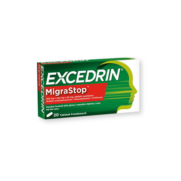 Excedrin MigraStop, tabletki powlekane, 20 szt. Excedrin MigraStop, tabletki powlekane, 20 szt. - zdjęcie produktu