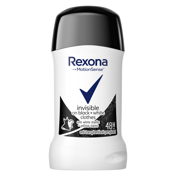 Rexona Invisible Black&White, antyperspirant, sztyft, 40 ml Rexona Invisible Black&White, antyperspirant, sztyft, 40 ml - zdjęcie produktu