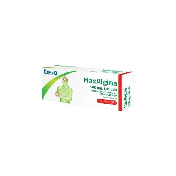 MaxAlgina Teva, 500 mg, tabletki, 20 szt. MaxAlgina Teva, 500 mg, tabletki, 20 szt. - zdjęcie produktu