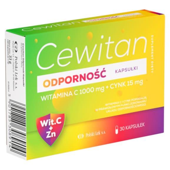 Cewitan Odporność, witamina C + cynk, kapsułki, 30 szt. Cewitan Odporność, witamina C + cynk, kapsułki, 30 szt. - zdjęcie produktu
