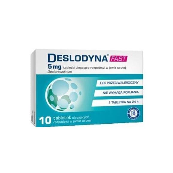 Deslodyna Fast 5mg, tabletki ulegające rozpadowi w jamie ustnej, 10 szt. Deslodyna Fast 5mg, tabletki ulegające rozpadowi w jamie ustnej, 10 szt. - zdjęcie produktu