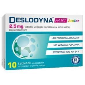 Deslodyna Fast Junior 2,5mg, tabletki ulegające rozpadowi w jamie ustnej, 10 szt. - zdjęcie produktu