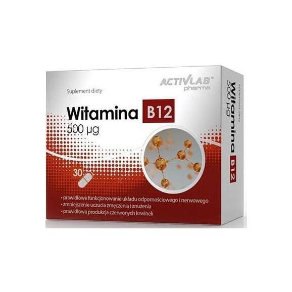 Activlab Pharma Witamina B12 500 mg, kapsułki, 30 szt. Activlab Pharma Witamina B12 500 mg, kapsułki, 30 szt. - zdjęcie produktu