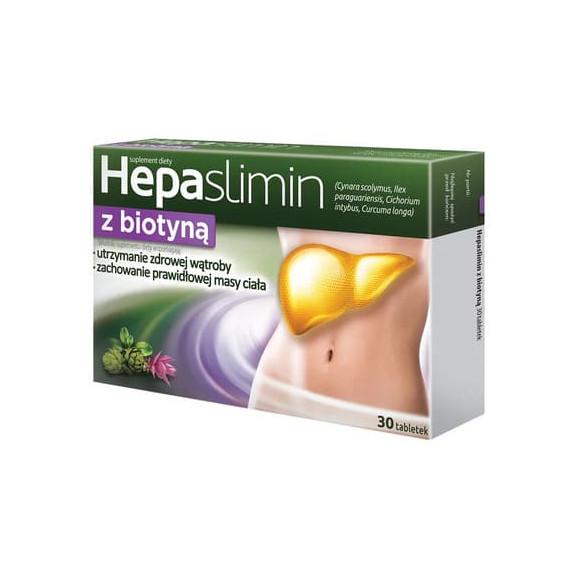 Hepaslimin z biotyną, tabletki, 30 szt. Hepaslimin z biotyną, tabletki, 30 szt. - zdjęcie produktu