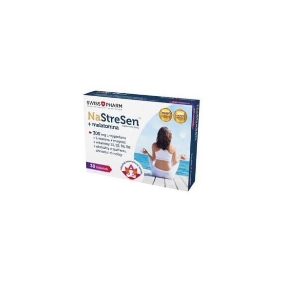 Swiss Pharm NaStreSen + melatonina, tabletki, 30 szt. Swiss Pharm NaStreSen + melatonina, tabletki, 30 szt. - zdjęcie produktu