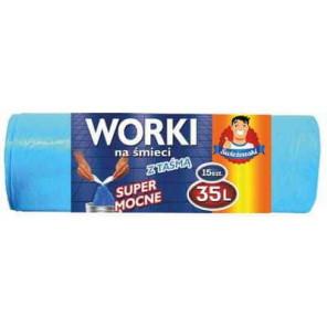 Świeżowski, worki na śmieci z taśmą, super mocne, niebieskie, 35 L, 15 szt. - zdjęcie produktu