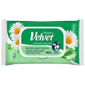 Velvet Camomile & Aloe Vera, papier toaletowy nawilżany z klipsem, 42 szt. - zdjęcie produktu