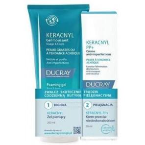 Ducray Keracnyl, żel pieniący 200 ml + krem PP+ 30 ml, zestaw, 1 szt. - zdjęcie produktu