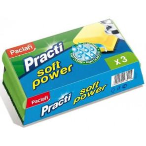 Paclan Practi Soft Power, gąbki do mycia naczyń, 3 szt. - zdjęcie produktu