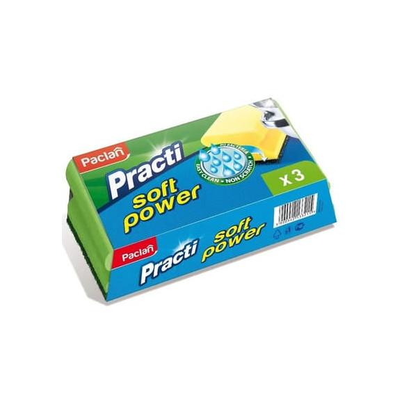 Paclan Practi Soft Power, gąbki do mycia naczyń, 3 szt. Paclan Practi Soft Power, gąbki do mycia naczyń, 3 szt. - zdjęcie produktu