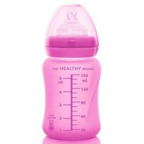 Everyday Baby, butelka szklana do karmienia, reagująca na temperaturę, rozmiar S, wiśniowa, 150 ml - zdjęcie produktu