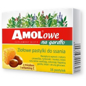 Amolowe na gardło, pastylki do ssania, z miodem i witaminą C, 16 szt. - zdjęcie produktu