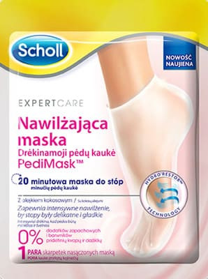 Scholl PediMask, nawilżająca maska do stóp z olejkiem kokosowym, 1 para