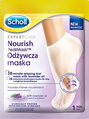 Scholl PediMask, odżywcza maska do stóp z olejkiem lawendowym, 1 para