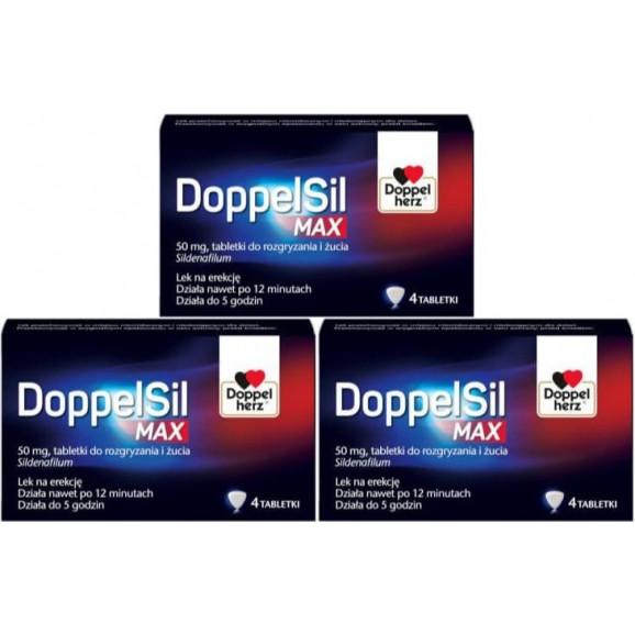 DoppelSil Max 50 mg, tabletki do rozgryzania i żucia, 3x 4 szt. DoppelSil Max 50 mg, tabletki do rozgryzania i żucia, 3x 4 szt. - zdjęcie produktu