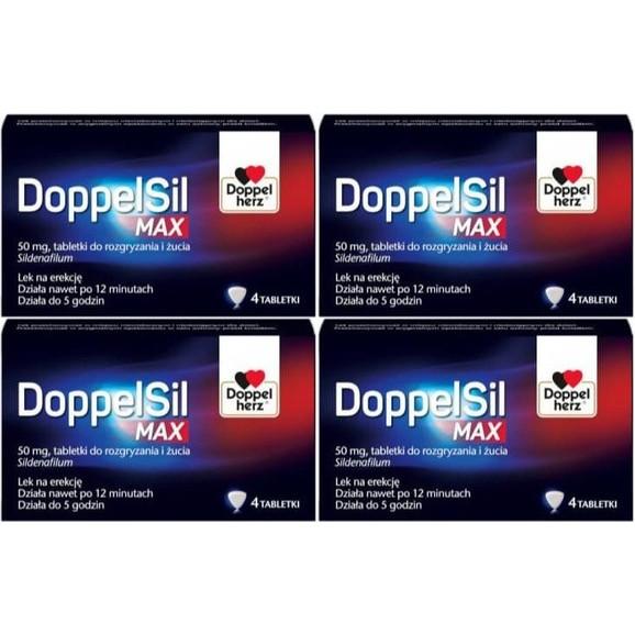 DoppelSil Max 50 mg, tabletki do rozgryzania i żucia, 4x 4 szt. DoppelSil Max 50 mg, tabletki do rozgryzania i żucia, 4x 4 szt. - zdjęcie produktu