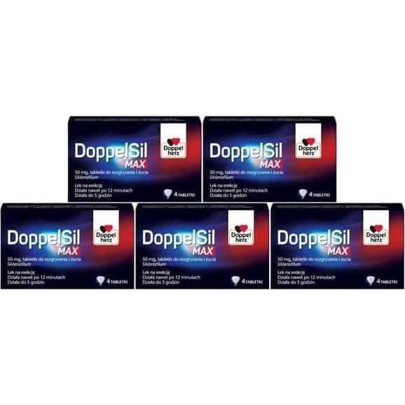DoppelSil Max 50 mg, tabletki do rozgryzania i żucia, 5x 4 szt. DoppelSil Max 50 mg, tabletki do rozgryzania i żucia, 5x 4 szt. - zdjęcie produktu