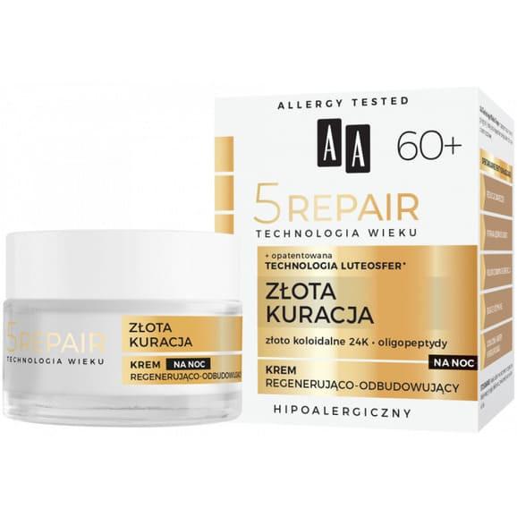 Krem przeciwzmarszczkowy do twarzy AA 5Repair 60+, na noc, 50 ml Krem przeciwzmarszczkowy do twarzy AA 5Repair 60+, na noc, 50 ml - zdjęcie produktu
