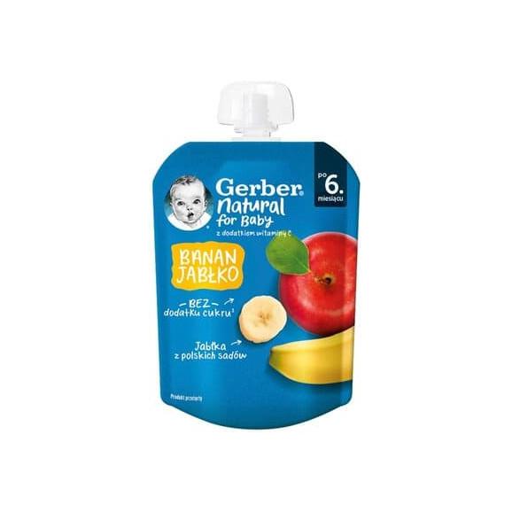 Gerber, deser, banan, jabłko, po 6 miesiącu, tubka, 80 g Gerber, deser, banan, jabłko, po 6 miesiącu, tubka, 80 g - zdjęcie produktu