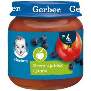 Gerber, deser, krem z jabłek i jagód, po 4 miesiącu, słoiczek, 125 g - zdjęcie produktu