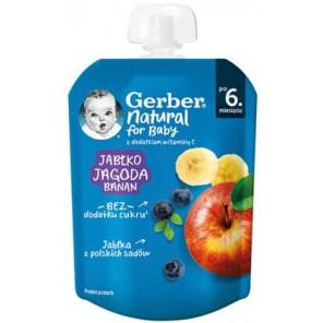 Gerber, deser, jabłko, jagoda, banan, po 6 miesiącu, tubka, 80 g - zdjęcie produktu
