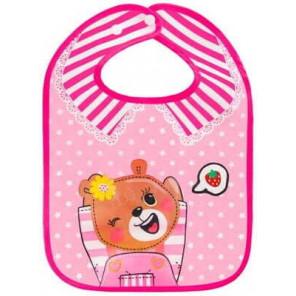 Bocioland, śliniak ceratowy EVA, Różowy Miś, 1 szt. - zdjęcie produktu