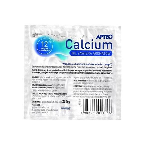 Apteo Calcium, tabletki musujące, 12 szt. Apteo Calcium, tabletki musujące, 12 szt. - zdjęcie produktu