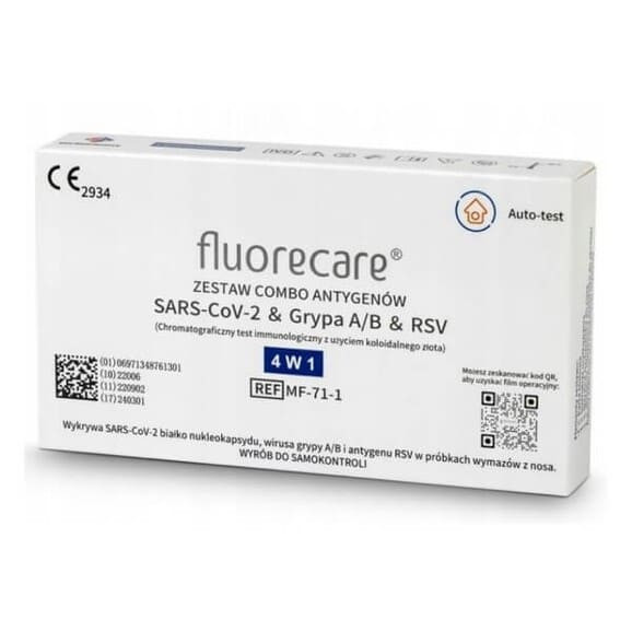 Test Fluorecare, test combo antygenowy 4w1, Covid-19, grypa A/B, RSV, 1 szt.