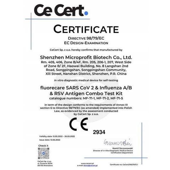 Test Fluorecare, test combo antygenowy 4w1, Covid-19, grypa A/B, RSV, 1 szt. - zdjęcie produktu