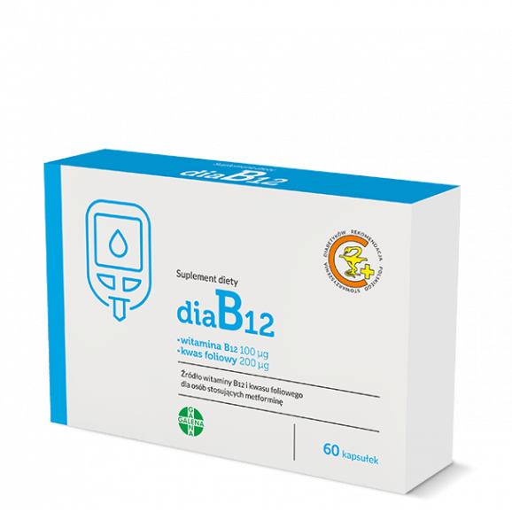 DiaB12, Witamina B12 + Kwas foliowy - suplement diety (60 kapsułek) - zdjęcie produktu