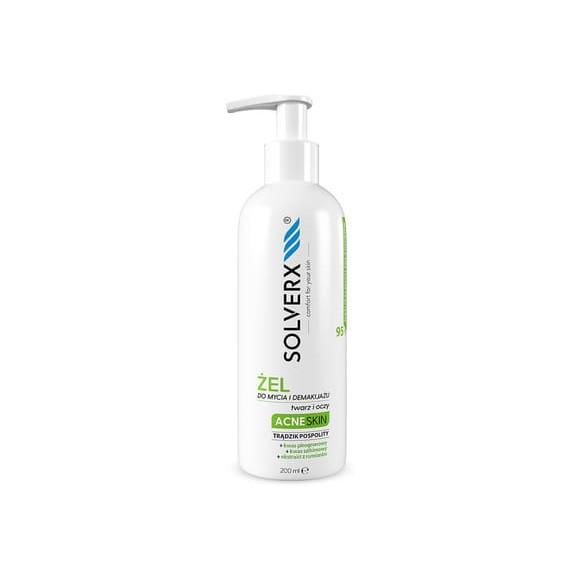 Solverx Acne Skin, żel do mycia i demakijażu twarzy i oczu, 200 ml Solverx Acne Skin, żel do mycia i demakijażu twarzy i oczu, 200 ml - zdjęcie produktu