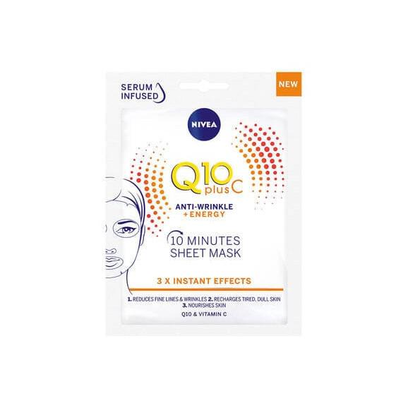 Nivea Q10 Plus C, maska w płacie 10-minutowa, Anti-Wrinkle+Energy, 1 szt. Nivea Q10 Plus C, maska w płacie 10-minutowa, Anti-Wrinkle+Energy, 1 szt. - zdjęcie produktu