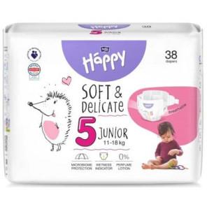 Bella Happy Soft & Delicate, pieluszki, rozmiar 5 Junior 11-18 kg, 38 szt. - zdjęcie produktu
