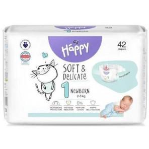 Bella Happy Soft & Delicate, pieluszki, rozmiar 1 Newborn 2-5 kg, 42 szt. - zdjęcie produktu