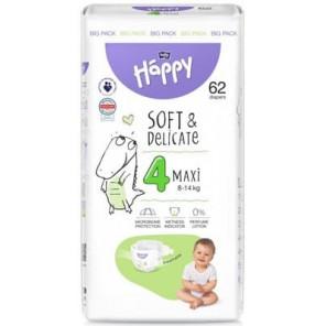 Bella Happy Soft & Delicate, pieluszki, rozmiar 4 Maxi 8-14 kg, 62 szt. - zdjęcie produktu