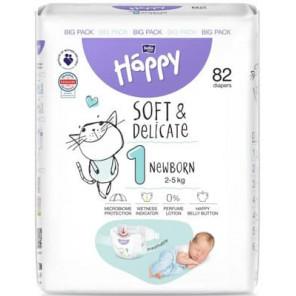 Bella Happy Soft & Delicate, pieluszki, rozmiar 1 Newborn 2-5 kg, 82 szt. - zdjęcie produktu