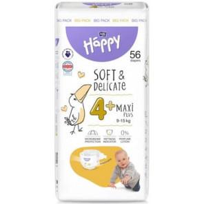 Bella Happy Soft & Delicate, pieluszki, rozmiar 4+ Maxi Plus 9-15 kg, 56 szt. - zdjęcie produktu