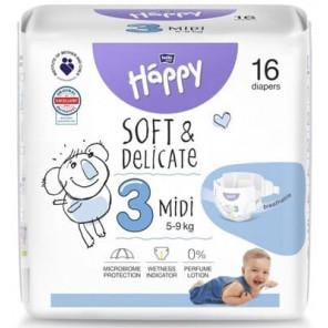 Bella Happy Soft & Delicate, pieluszki, rozmiar 3 Midi 5-9 kg, 16 szt. - zdjęcie produktu