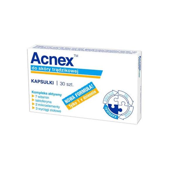 Acnex do skóry trądzikowej, kapsułki, 30 szt. Acnex do skóry trądzikowej, kapsułki, 30 szt. - zdjęcie produktu