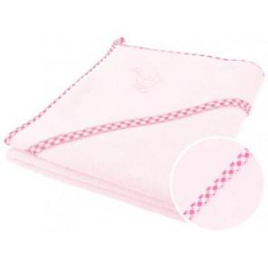 Bocioland, okrycie kąpielowe z kapturkiem, 80 cm x 80 cm, różowe, 1 szt. - zdjęcie produktu