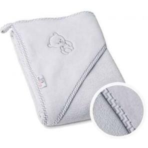 Bocioland, okrycie kąpielowe z kapturkiem, 80 cm x 80 cm, szare, 1 szt. - zdjęcie produktu