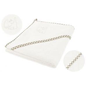 Bocioland, okrycie kąpielowe z kapturkiem, 100 cm x 100 cm, ecru, 1 szt. - zdjęcie produktu