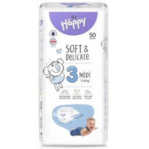 Bella Happy Soft & Delicate, pieluszki, rozmiar 3 Midi 5-9 kg, 50 szt. - zdjęcie produktu