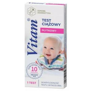 Domowa Diagnostyka Vitam, test ciążowy, płytkowy, 1 szt. - zdjęcie produktu