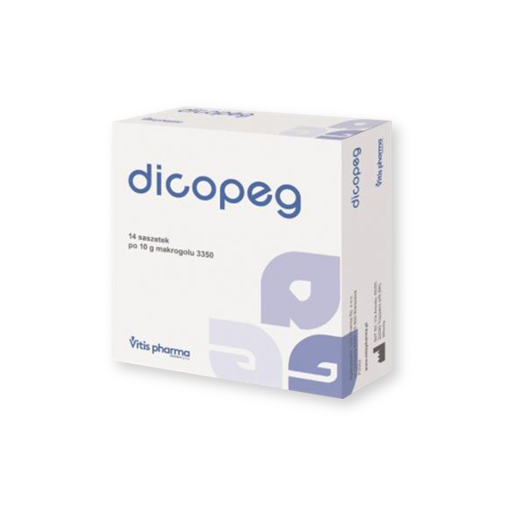 Dicopeg, proszek do sporządzania roztworu doustnego, 10 g, 14 saszetek Dicopeg, proszek do sporządzania roztworu doustnego, 10 g, 14 saszetek - zdjęcie produktu